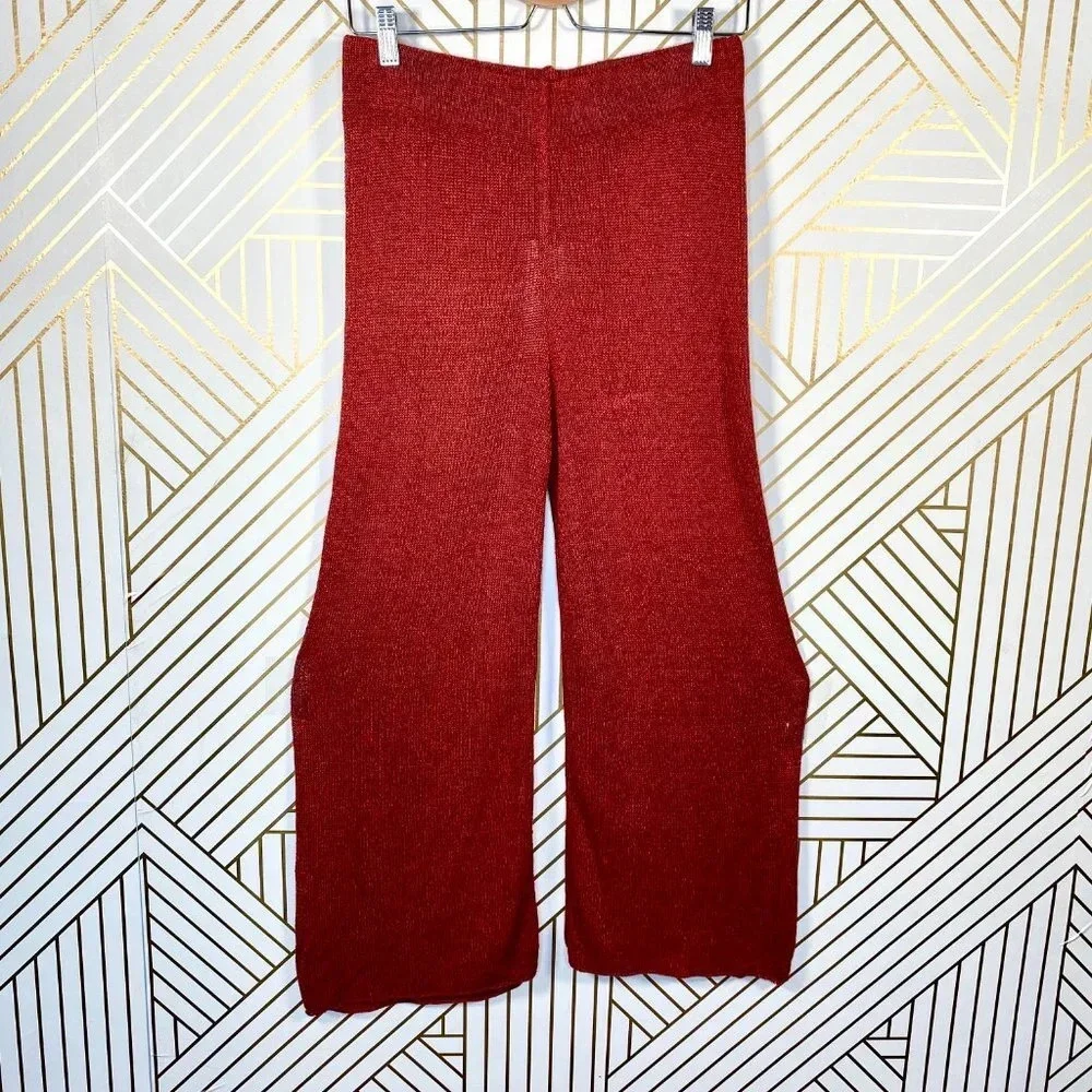 Zara‎ Knit Culottes in Red Rust Wide Leg High Waist